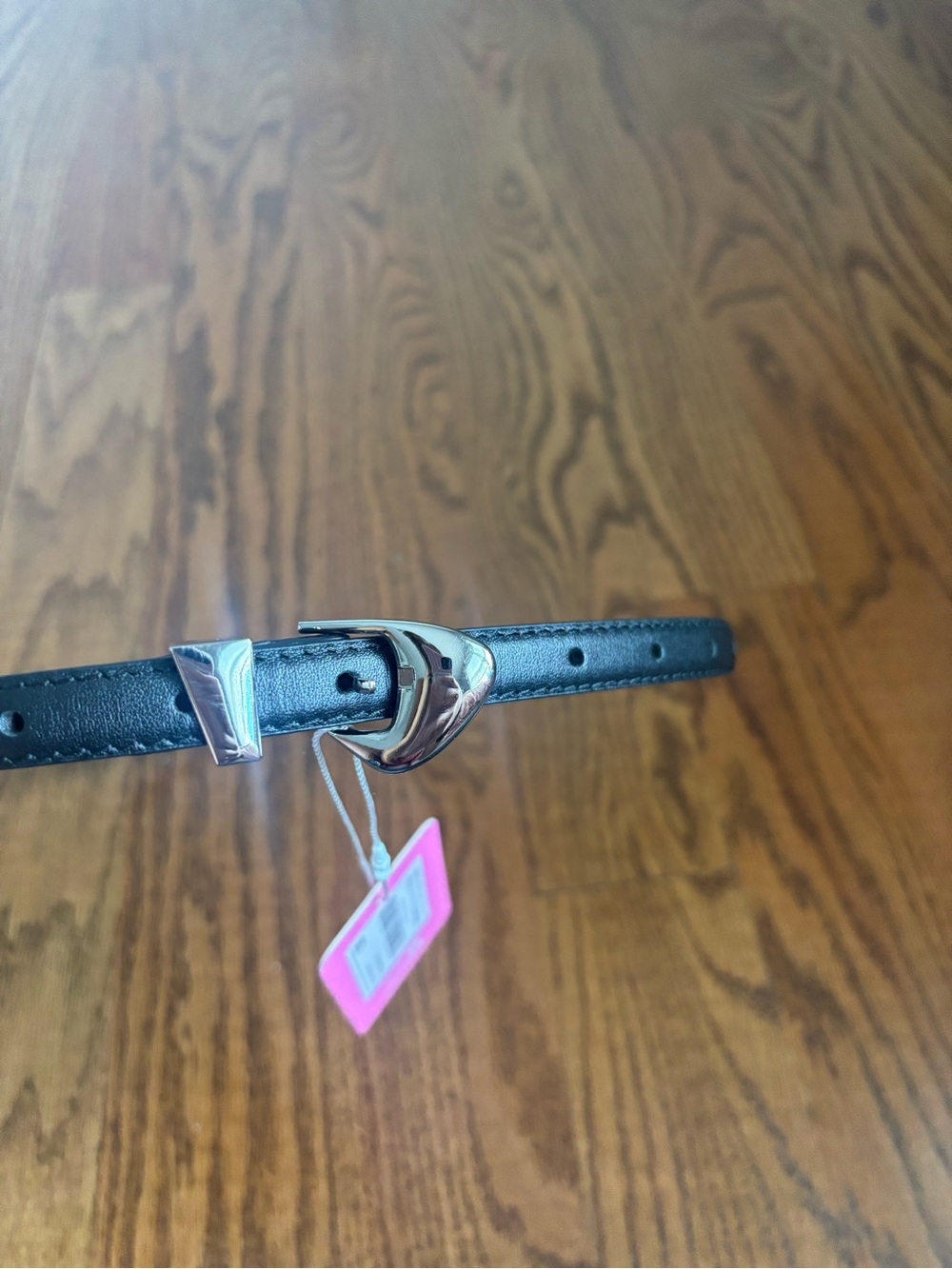 Edikted Thin Leather Belt with Silver Buckle